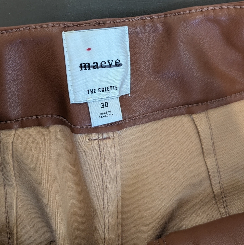 Anthropologie Maeve The Colette Faux leather pants Size 30 - Picture 5 of 9